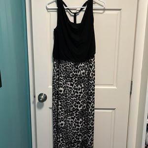 Black & Gray Cheetah T Back Dress w/ side slit